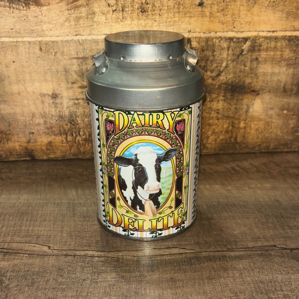 Vintage Dairy Delite Collectible Milk Can Decorative Storage